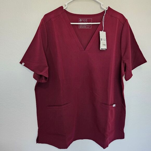 NWT Figs | Casma Three-Pocket Scrub Top In Burgundy, Womens XXL - Picture 4 of 7